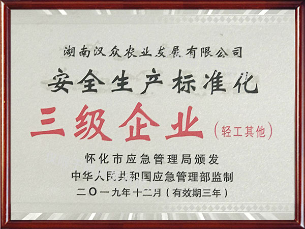 安全生產化三級企業(yè)